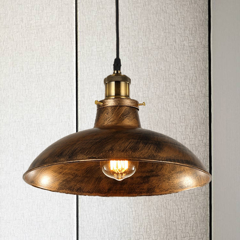 Antike stilvolle Schalenpendelleuchte 12"/14" B 1 Licht Schmiedeeisen Hängeleuchte mit Stecker in Schwarz/Grau
