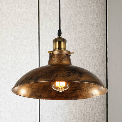 Antike stilvolle Schalenpendelleuchte 12"/14" B 1 Licht Schmiedeeisen Hängeleuchte mit Stecker in Schwarz/Grau