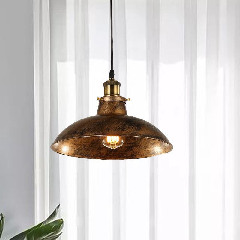 Antike stilvolle Schalenpendelleuchte 12"/14" B 1 Licht Schmiedeeisen Hängeleuchte mit Stecker in Schwarz/Grau