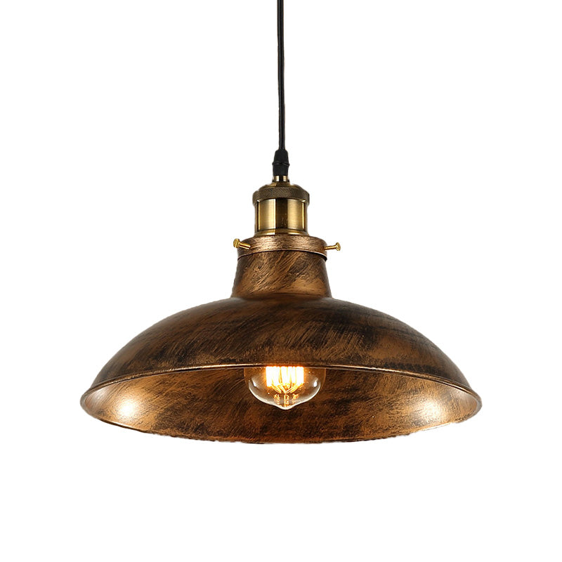Antike stilvolle Schalenpendelleuchte 12"/14" B 1 Licht Schmiedeeisen Hängeleuchte mit Stecker in Schwarz/Grau