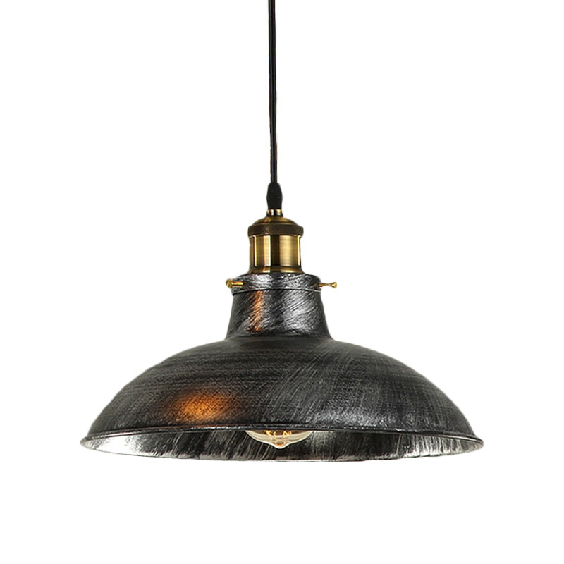 Antike stilvolle Schalenpendelleuchte 12"/14" B 1 Licht Schmiedeeisen Hängeleuchte mit Stecker in Schwarz/Grau
