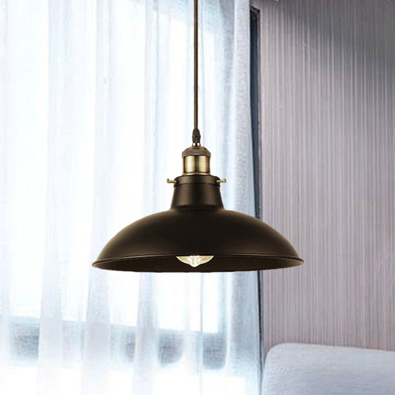 Antike stilvolle Schalenpendelleuchte 12"/14" B 1 Licht Schmiedeeisen Hängeleuchte mit Stecker in Schwarz/Grau