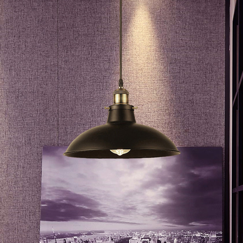 Antike stilvolle Schalenpendelleuchte 12"/14" B 1 Licht Schmiedeeisen Hängeleuchte mit Stecker in Schwarz/Grau