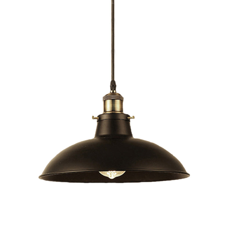 Antike stilvolle Schalenpendelleuchte 12"/14" B 1 Licht Schmiedeeisen Hängeleuchte mit Stecker in Schwarz/Grau