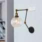 Frendorf | Klares Glas Messing Wandleuchte Orb 1-Licht Industrie Stil Wandlampe mit Schwenkarm