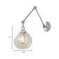 Frendorf | Eine Wandlampe mit einer Glaskugel-Schirm, klares Glas, industrielle Esszimmer-Wandleuchte mit Schwenkarm