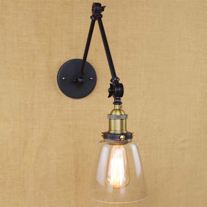 Frendorf | Tapered Clear Glass Wandlamp Antiek Enkelvoudige Gloeilamp Eetkamer Wandlamp met Swingarm