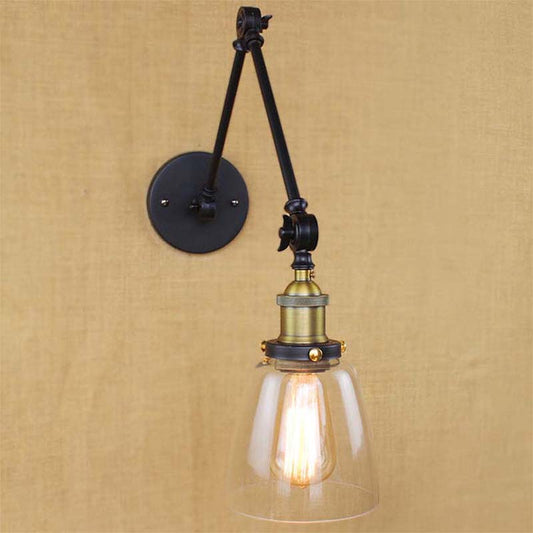 Frendorf | Tapered Clear Glass Wandlamp Antiek Enkelvoudige Gloeilamp Eetkamer Wandlamp met Swingarm