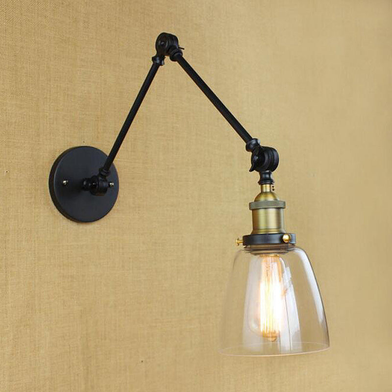 Frendorf | Tapered Clear Glass Wandlamp Antiek Enkelvoudige Gloeilamp Eetkamer Wandlamp met Swingarm