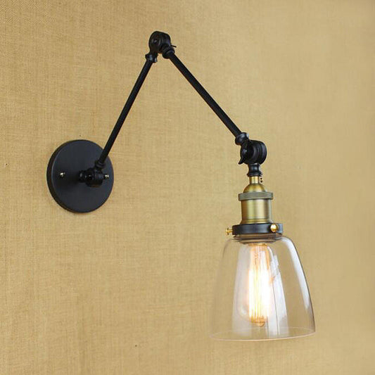 Frendorf | Tapered Clear Glass Wandlamp Antiek Enkelvoudige Gloeilamp Eetkamer Wandlamp met Swingarm