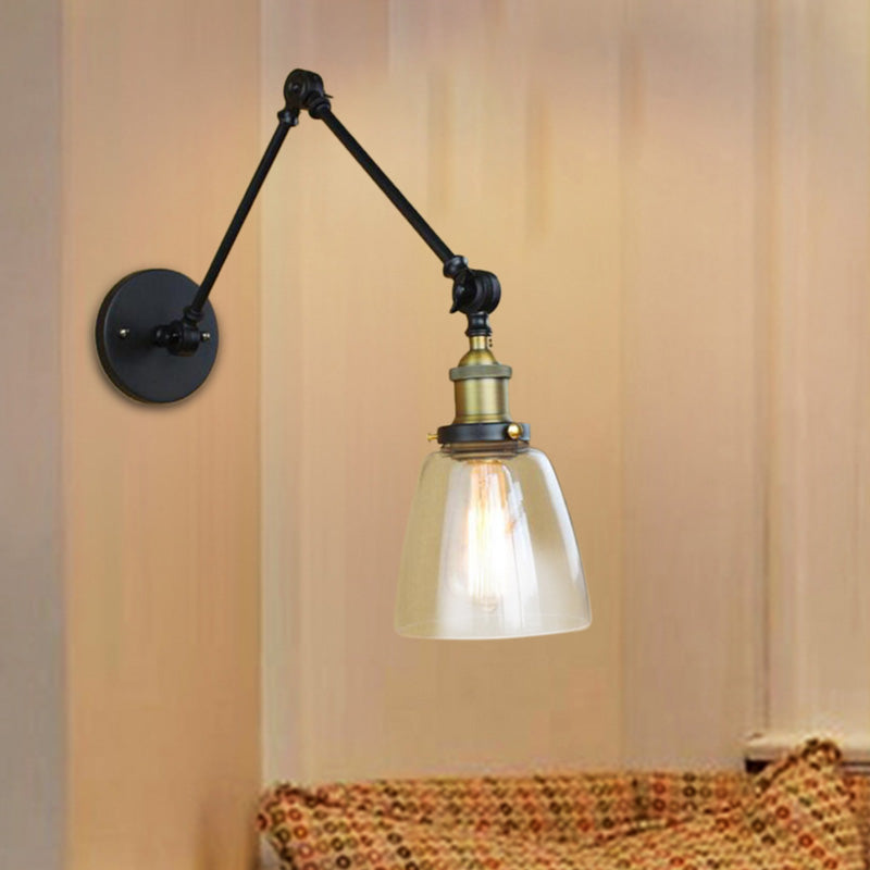 Frendorf | Tapered Clear Glass Wandlamp Antiek Enkelvoudige Gloeilamp Eetkamer Wandlamp met Swingarm