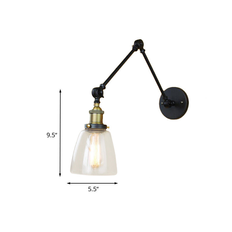 Frendorf | Tapered Clear Glass Wandlamp Antiek Enkelvoudige Gloeilamp Eetkamer Wandlamp met Swingarm