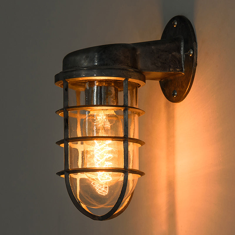 Frendorf | Küstenkäfig Wandbeleuchtung Fixture 1 Glühbirne Klarglas Wandleuchte in Messing/Kupfer/Chrom für die Küche