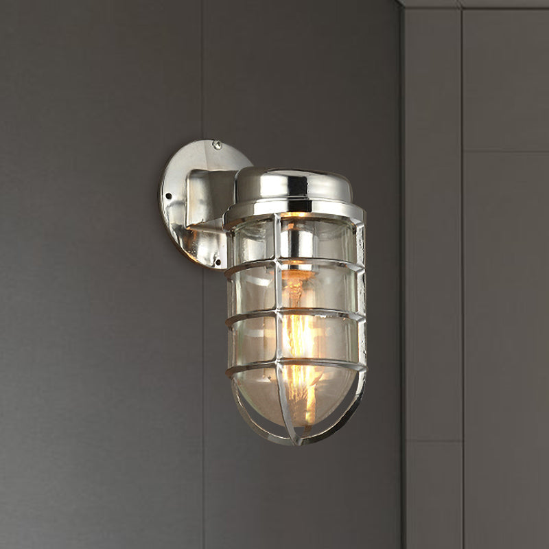 Frendorf | Küstenkäfig Wandbeleuchtung Fixture 1 Glühbirne Klarglas Wandleuchte in Messing/Kupfer/Chrom für die Küche