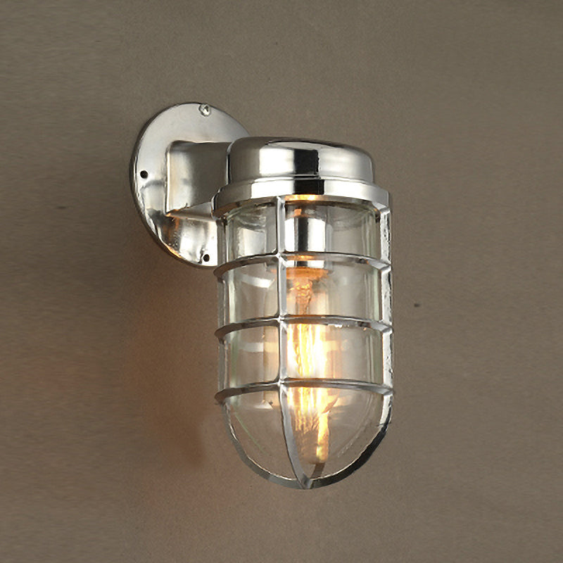 Frendorf | Küstenkäfig Wandbeleuchtung Fixture 1 Glühbirne Klarglas Wandleuchte in Messing/Kupfer/Chrom für die Küche