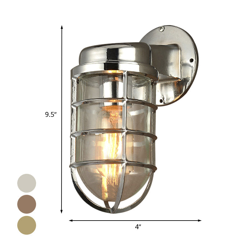 Frendorf | Küstenkäfig Wandbeleuchtung Fixture 1 Glühbirne Klarglas Wandleuchte in Messing/Kupfer/Chrom für die Küche