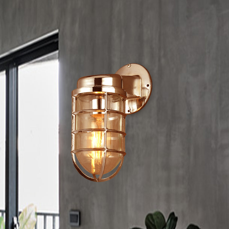 Frendorf | Küstenkäfig Wandbeleuchtung Fixture 1 Glühbirne Klarglas Wandleuchte in Messing/Kupfer/Chrom für die Küche