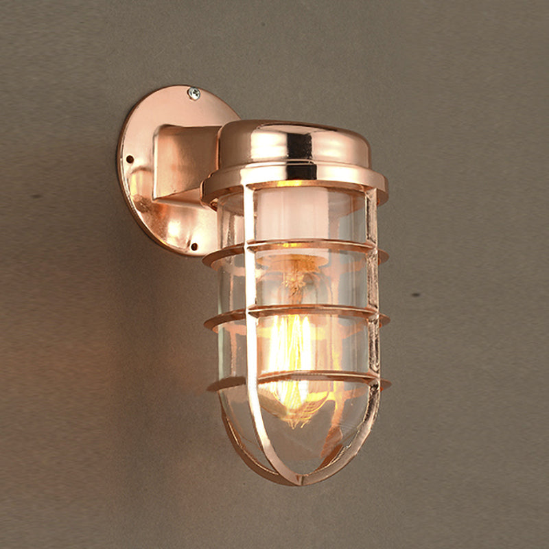 Frendorf | Küstenkäfig Wandbeleuchtung Fixture 1 Glühbirne Klarglas Wandleuchte in Messing/Kupfer/Chrom für die Küche