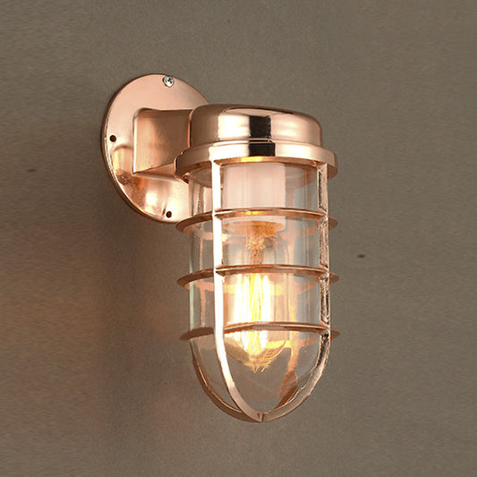 Frendorf | Küstenkäfig Wandbeleuchtung Fixture 1 Glühbirne Klarglas Wandleuchte in Messing/Kupfer/Chrom für die Küche