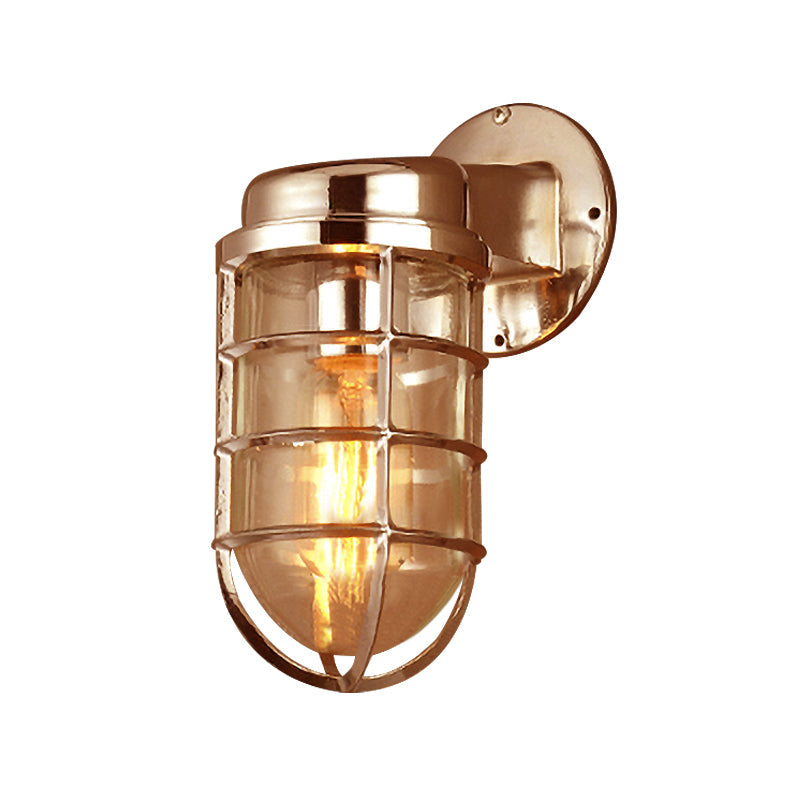 Frendorf | Küstenkäfig Wandbeleuchtung Fixture 1 Glühbirne Klarglas Wandleuchte in Messing/Kupfer/Chrom für die Küche