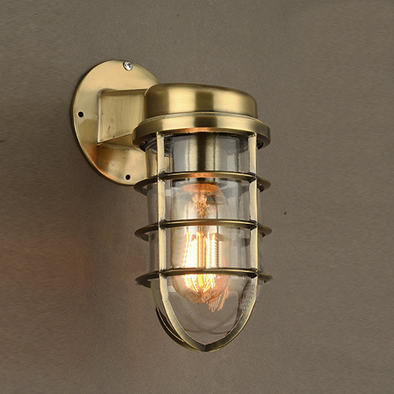 Frendorf | Küstenkäfig Wandbeleuchtung Fixture 1 Glühbirne Klarglas Wandleuchte in Messing/Kupfer/Chrom für die Küche