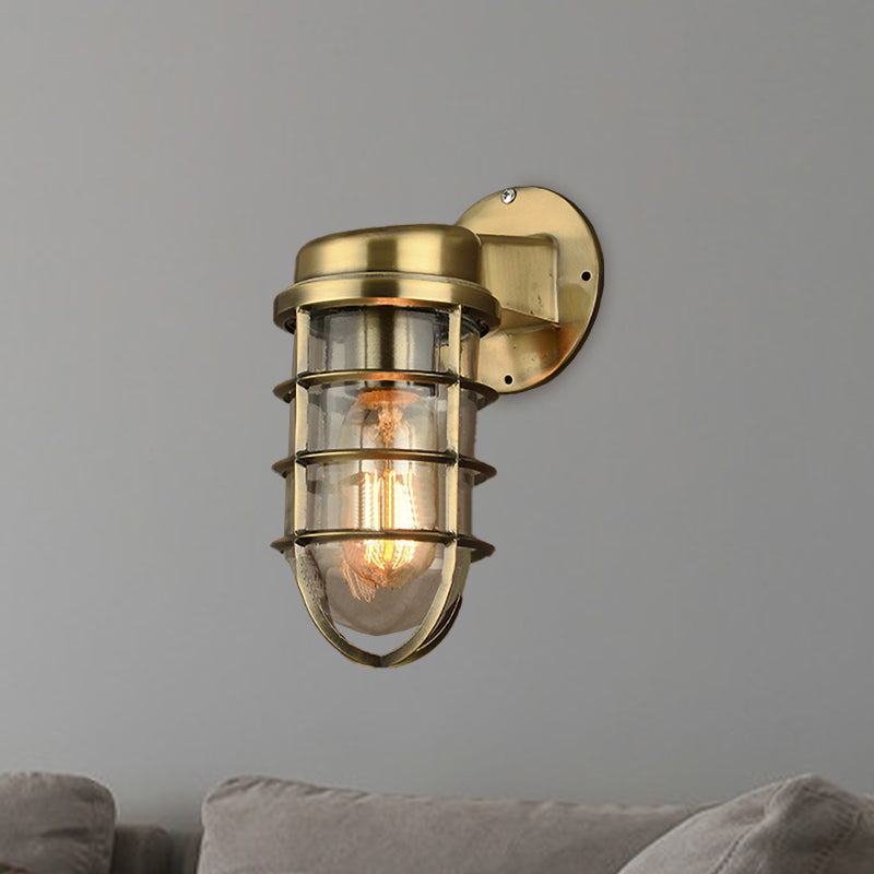 Frendorf | Küstenkäfig Wandbeleuchtung Fixture 1 Glühbirne Klarglas Wandleuchte in Messing/Kupfer/Chrom für die Küche