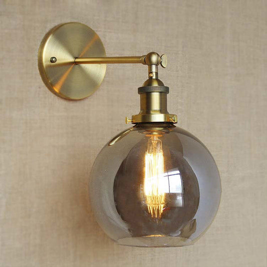 Frendorf | 1 Licht Blazen Shade Wandlamp Vintage Messing Rookglas Wandlamp voor Koffie Shop