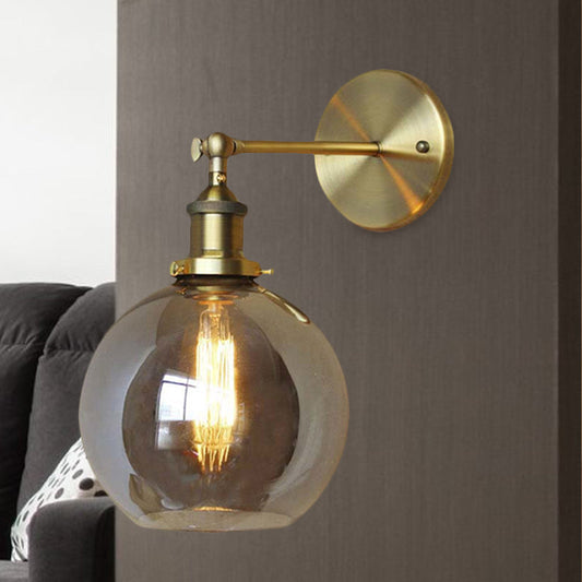 Frendorf | 1 Licht Blazen Shade Wandlamp Vintage Messing Rookglas Wandlamp voor Koffie Shop
