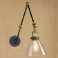 Frendorf | Vintage Tapered Wandlamp Fixture 1 Lichtbron Helder Glas Wandlamp in Messing met Uitschuifbare Arm