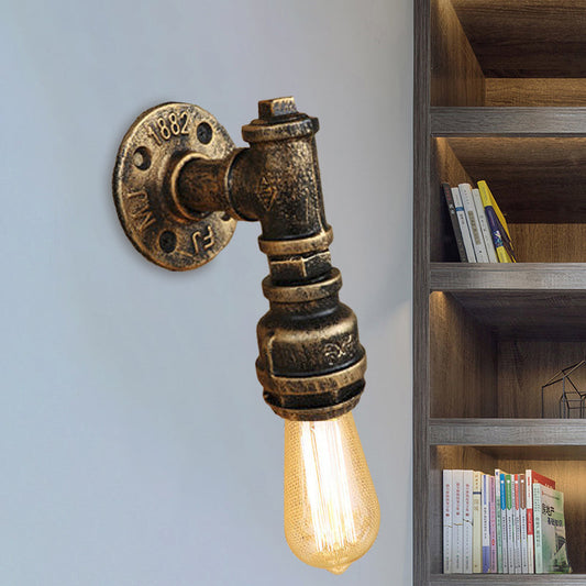 Frendorf | Antik Messing Rohr Wand Sconnnelampe Vintage Industriell Schmiedeeisen 1 Licht Innen Wandbeleuchtung