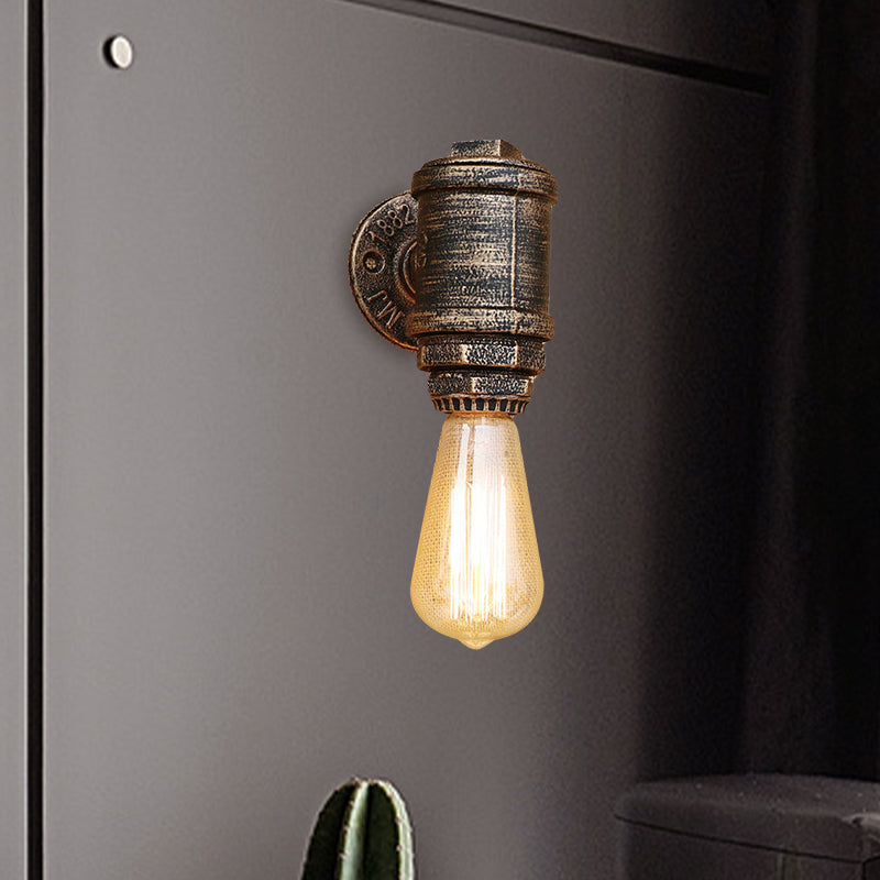 Frendorf | Antik Messing Rohr Wand Sconnnelampe Vintage Industriell Schmiedeeisen 1 Licht Innen Wandbeleuchtung