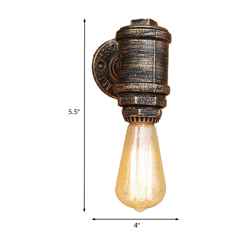Frendorf | Antik Messing Rohr Wand Sconnnelampe Vintage Industriell Schmiedeeisen 1 Licht Innen Wandbeleuchtung