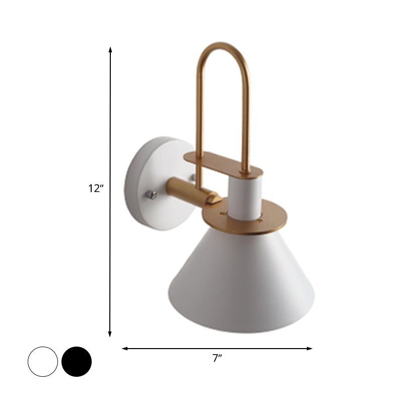 Frendorf | Funnel Shade Metallic Wandlamp Modernistische Stijl 1 Hoofdlamp Gang Sconce Verlichting in Zwart/Wit