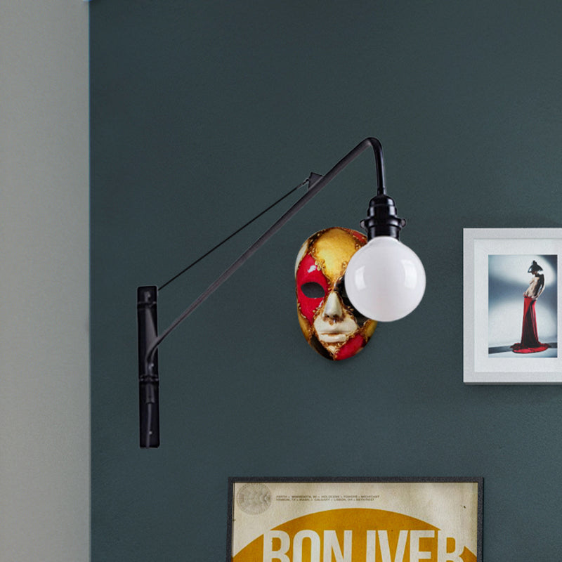 Frendorf | Metalen Lange Arm Wandlamp met Blote Lamp Industriële Stijl 1 Licht Studiekamer Sconces Verlichting in Zwart