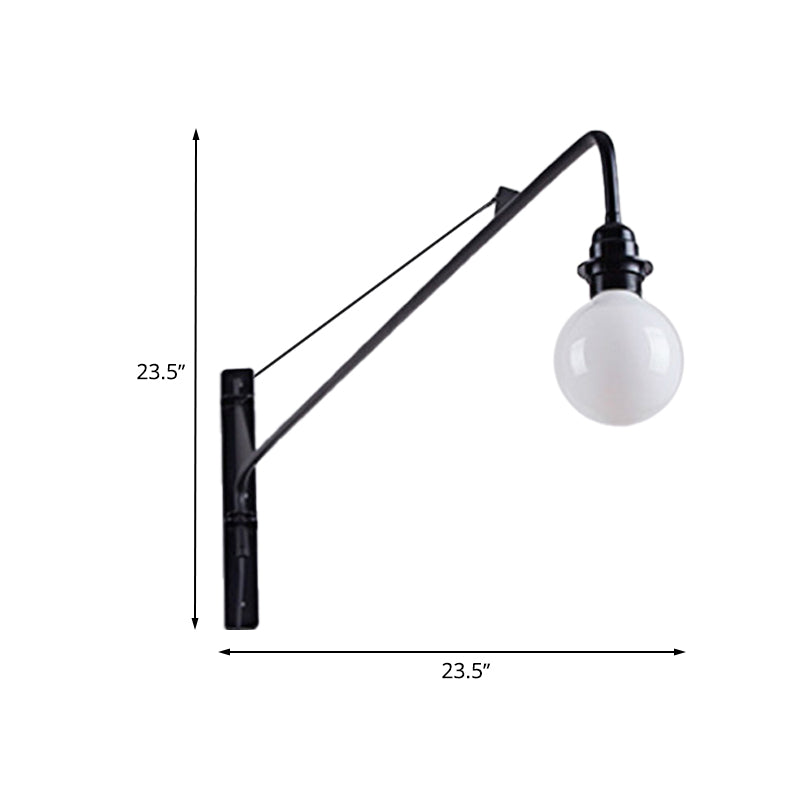 Frendorf | Metalen Lange Arm Wandlamp met Blote Lamp Industriële Stijl 1 Licht Studiekamer Sconces Verlichting in Zwart