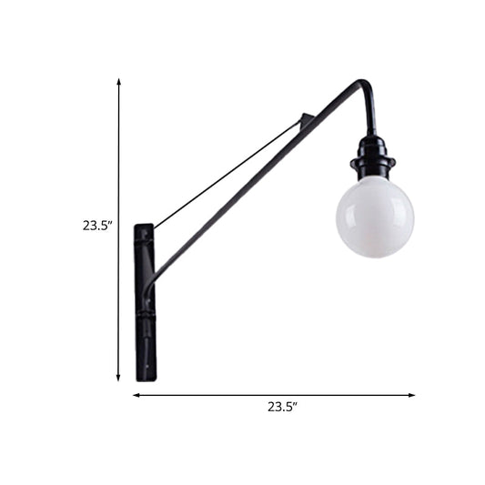 Frendorf | Metalen Lange Arm Wandlamp met Blote Lamp Industriële Stijl 1 Licht Studiekamer Sconces Verlichting in Zwart