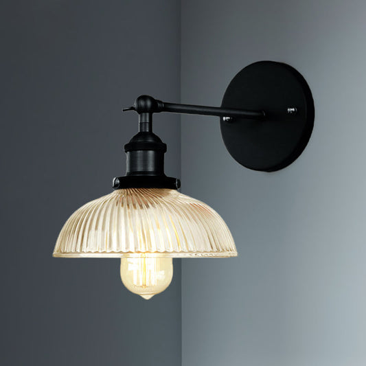 Frendorf | Rustikale Stil Kuppel Wandbeleuchtung Leuchte 1 Glühlampe Prismen Glas Wandleuchte in Schwarz/Messing/Patiniertes Kupfer