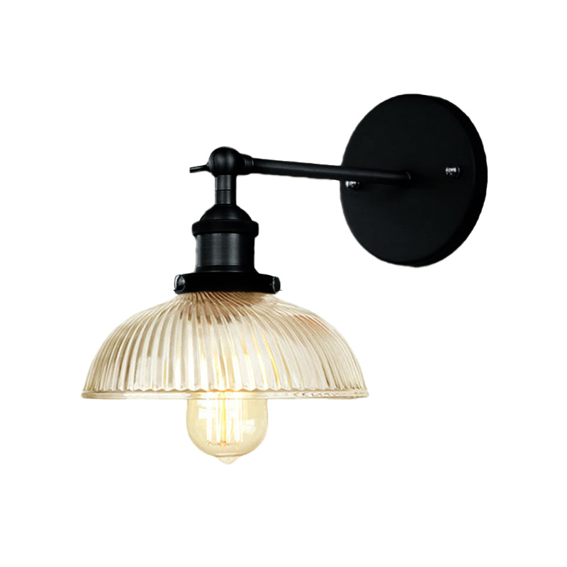 Frendorf | Rustikale Stil Kuppel Wandbeleuchtung Leuchte 1 Glühlampe Prismen Glas Wandleuchte in Schwarz/Messing/Patiniertes Kupfer