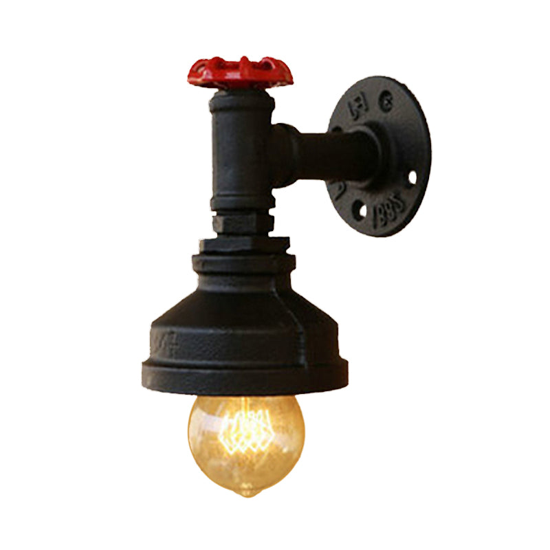 Frendorf | Schwarze Scheunensconce-Beleuchtung mit Ventilrad Industriell Rustikal Metallisch 1 Licht Schlafzimmer Mini Wandleuchte Fixture