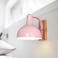Frendorf | 1 Kopf Wandlampe Moderne Kuppel Shade Metall Wandlicht mit Holzrückplatte in Weiß/Rosa