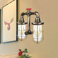 Frendorf | Farmhouse Drahtschutz Wandlampe mit Ventilrad 2 Glühbirnen Schmiedeeisen Wandleuchte in Messing