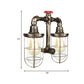 Frendorf | Farmhouse Drahtschutz Wandlampe mit Ventilrad 2 Glühbirnen Schmiedeeisen Wandleuchte in Messing