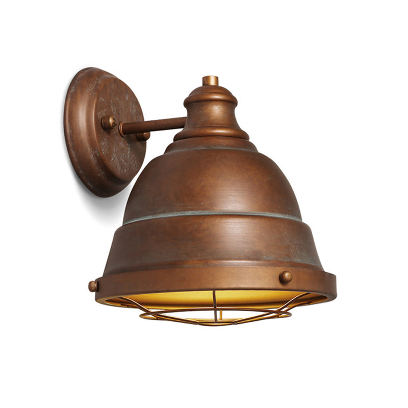 Frendorf | 1 Kop Wandscone Lamp Industrieel Vintage Koepel Shade IJzeren Wandverlichting met Draadbescherming in Zwart/Koper