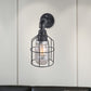 Frendorf | Blaue/Klare Glas-Schirm Wandlampe mit Drahtkäfig Industriestil Glas 1 Glühbirne Restaurant Wandleuchte