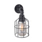 Frendorf | Blaue/Klare Glas-Schirm Wandlampe mit Drahtkäfig Industriestil Glas 1 Glühbirne Restaurant Wandleuchte