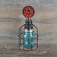 Frendorf | Vintage Caged Wandlamp met Binnenpot Shade en Rode Klep 1 Licht Glas Wandverlichting in Blauw/ doorzichtig