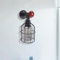 Frendorf | Vintage Caged Wandlamp met Binnenpot Shade en Rode Klep 1 Licht Glas Wandverlichting in Blauw/ doorzichtig