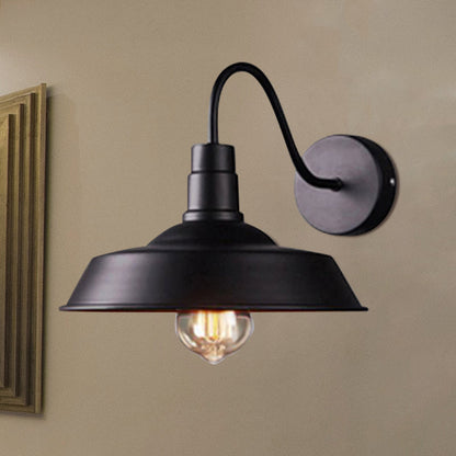 Frendorf | 2 Packs Barn Metal Wandverlichting Industrieel Retro 1 Hoofdlamp Keuken Wandlamp met Ganshalsarm in Zwart