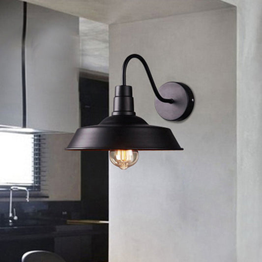 Frendorf | 2 Packs Barn Metal Wandverlichting Industrieel Retro 1 Hoofdlamp Keuken Wandlamp met Ganshalsarm in Zwart