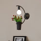 Frendorf | Exposed Bulb Metall Wandlampe mit Topfdekoration Lodge Stil 1 Licht Restaurant Wandbeleuchtung in Schwarz, 3"/4" B